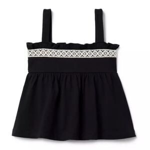 Janie and Jack black ivory lace jersey ruffle tank top empire waist girls 4T new